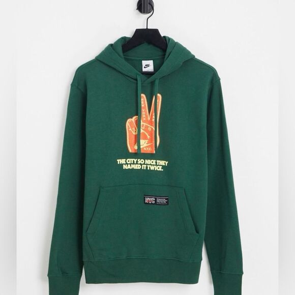 Nike NYC Club Fleece Mens Pullover Hoodie in Green. Size Small. - Picture 1 of 8